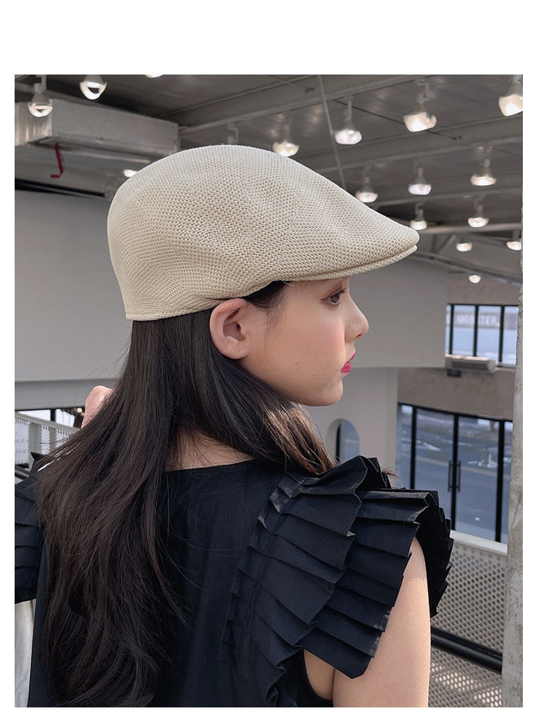 报童帽 反戴帽子女夏季贝雷帽网格遮阳前进帽百搭反戴鸭舌草帽复古显