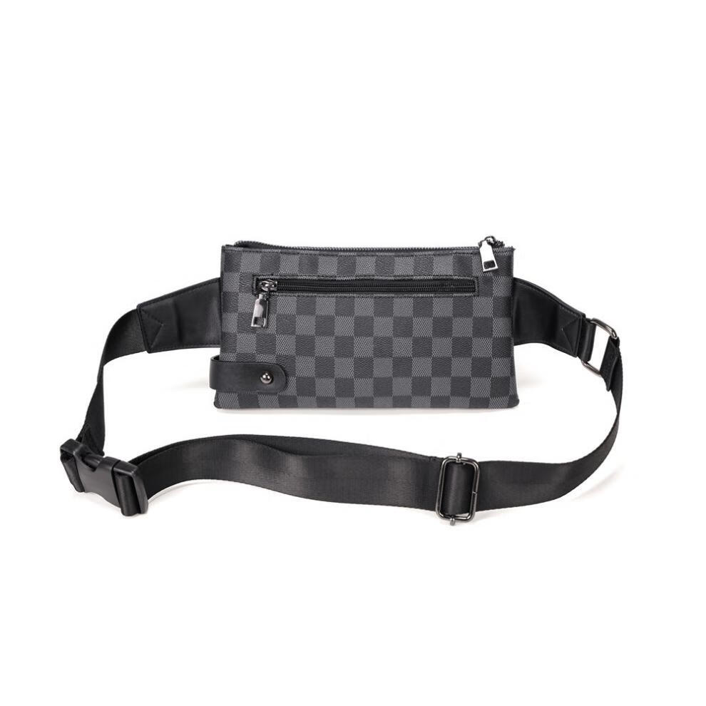 vovb轻奢品牌男士腰包2021新款高端潮牌格子胸包青年情侣街头单肩包