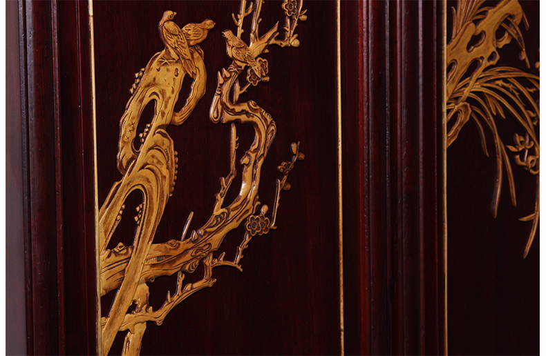 匠俯宅东阳木雕花梨木条屏中式客厅背景墙装饰画红木壁饰四条屏梅兰竹