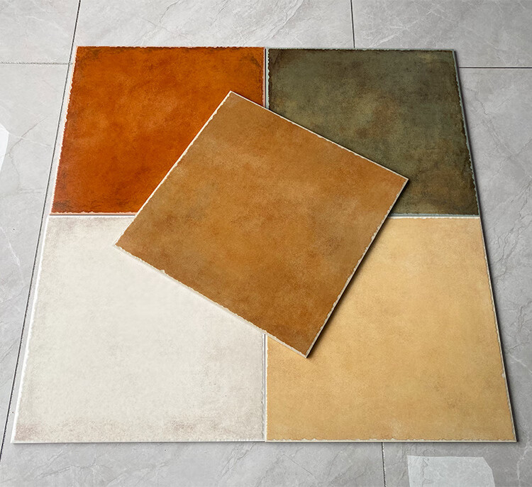 美式田园仿古砖500x500客厅地砖复古圆角瓷砖角花滑地板砖露台(有起发