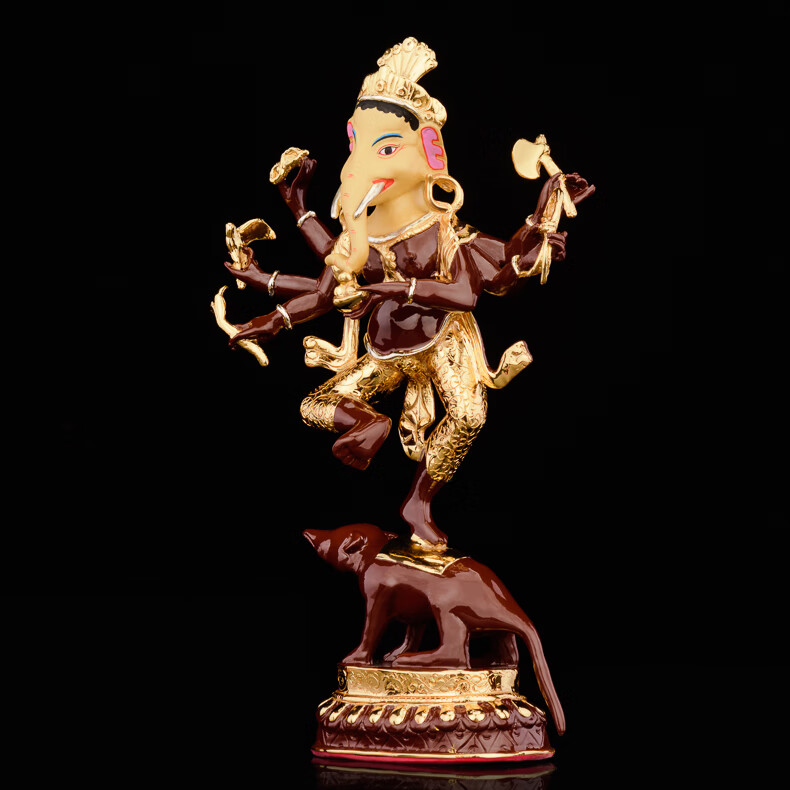 台湾盛凡红财神佛像密宗象鼻财神象头神金刚杵黄铜鎏金藏传佛教 sm23
