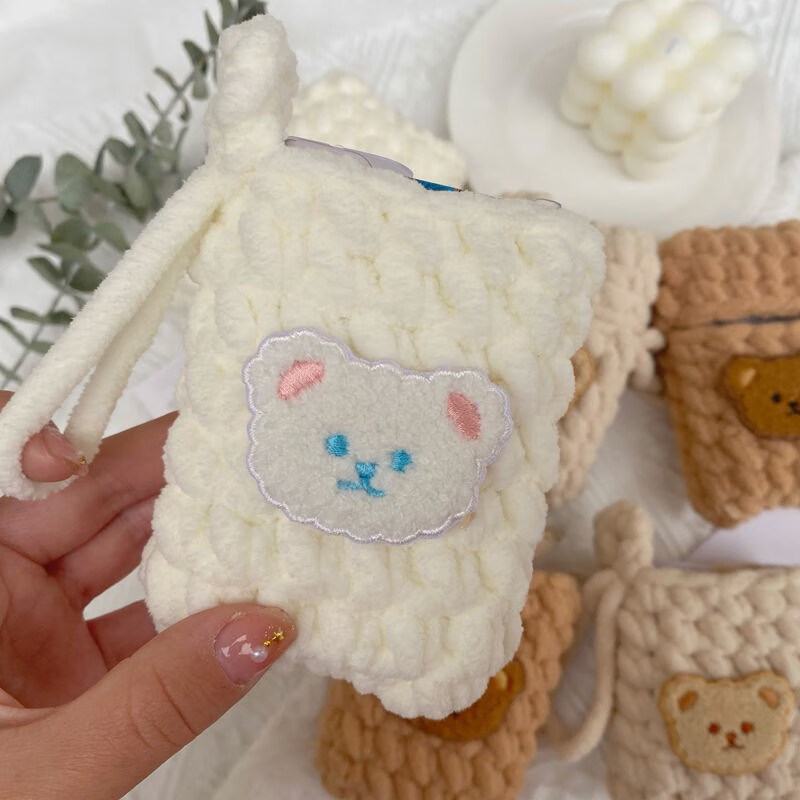 硬烟壳针织男友礼物 白色小熊烟盒材料包(非成品) 工具教程内盒【图片