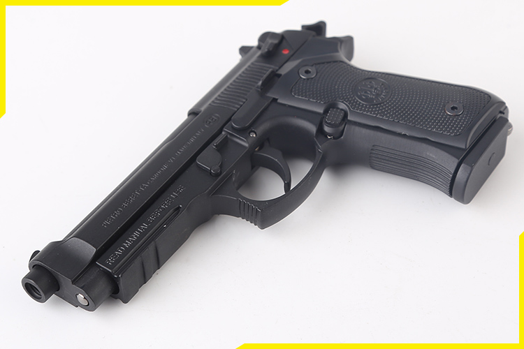 05伯莱塔m92a1模型金属仿真玩具手抢不可发射大号枪 黑色 消音 红木护