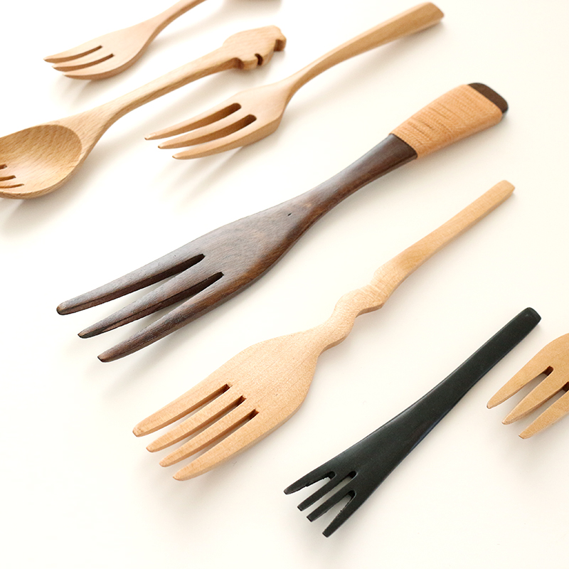 日式实木水果叉子创意成人实用木叉个性家用儿童甜品木质叉子 24号