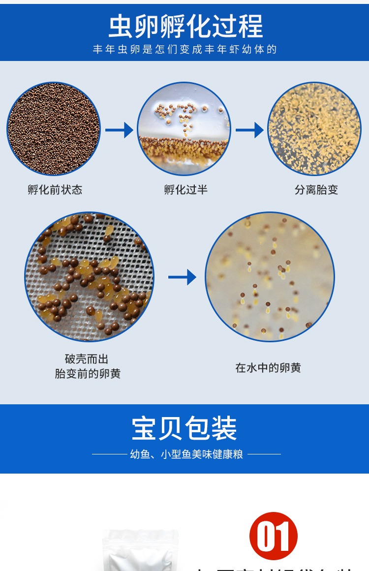 新貨可孵化豐年蝦卵滷蟲卵 孵化率95%漁場魚苗開口飼料 配件一套