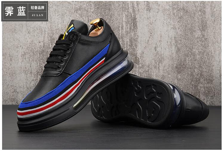霁蓝高端品牌休闲鞋男士夏季新款轻奢中青年男鞋气垫底增高鞋子男潮
