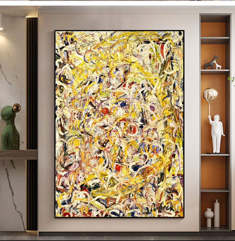悦豪(yuehao) 手绘油画《韵律》波洛克名画玄关装饰画客厅装饰画抽象