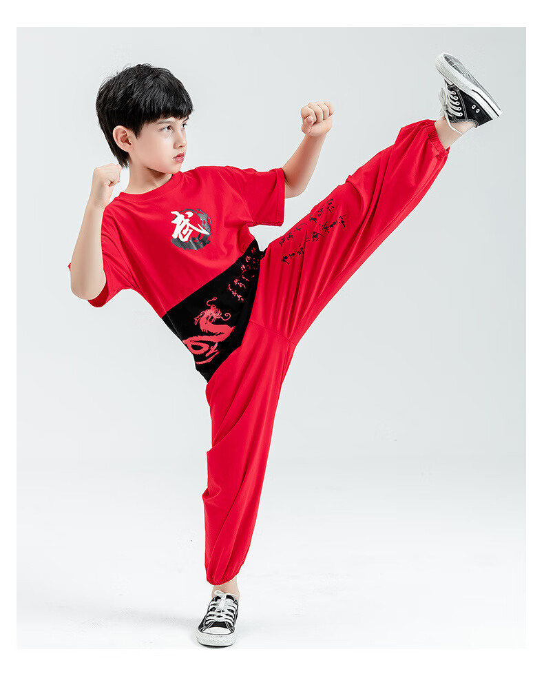 儿童散打服武术服夏季少儿练武演出套装男女童功夫表演服学生散打训练
