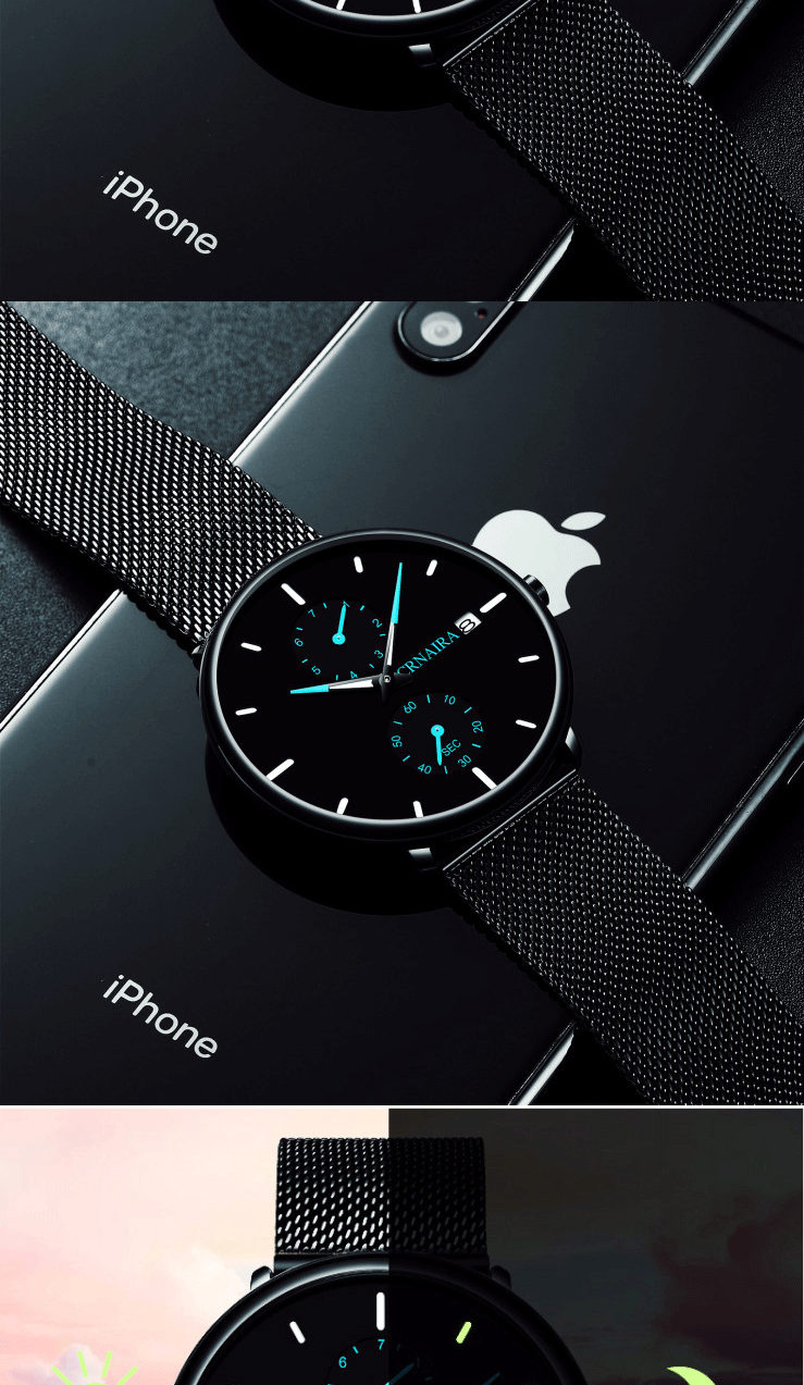 老羊科技手表 炫酷黑科技个性概念男表多功能防水日期星期夜光高中