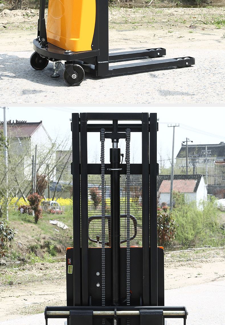 半电动液压升降小叉车2吨1吨小型装卸货升高车充电半自动堆高机 升级