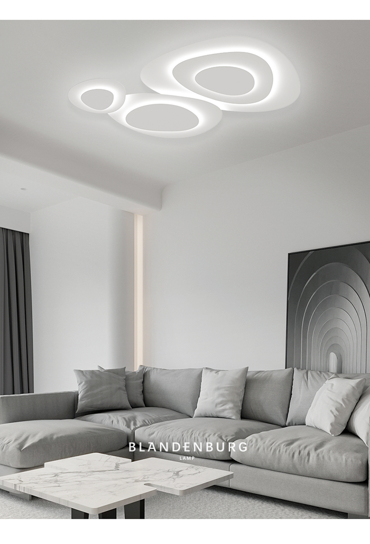 小米虫子云朵客厅大灯北欧现代简约线条led吸顶灯网红艺术鹅卵石造型