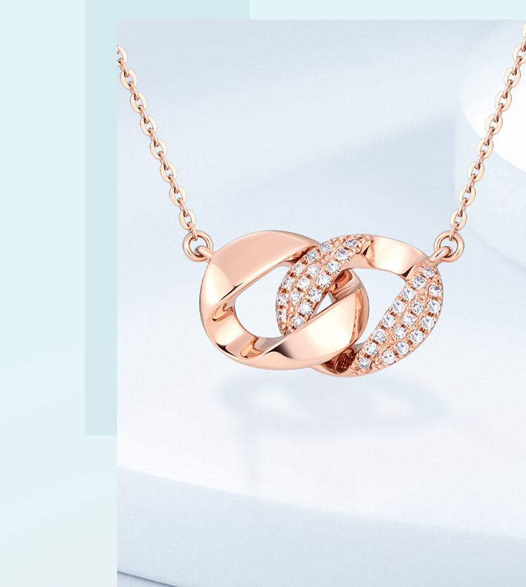 千叶珠宝 18k金钻石项链 无畏玫瑰金项链轻奢时尚颈饰锁骨链女节日