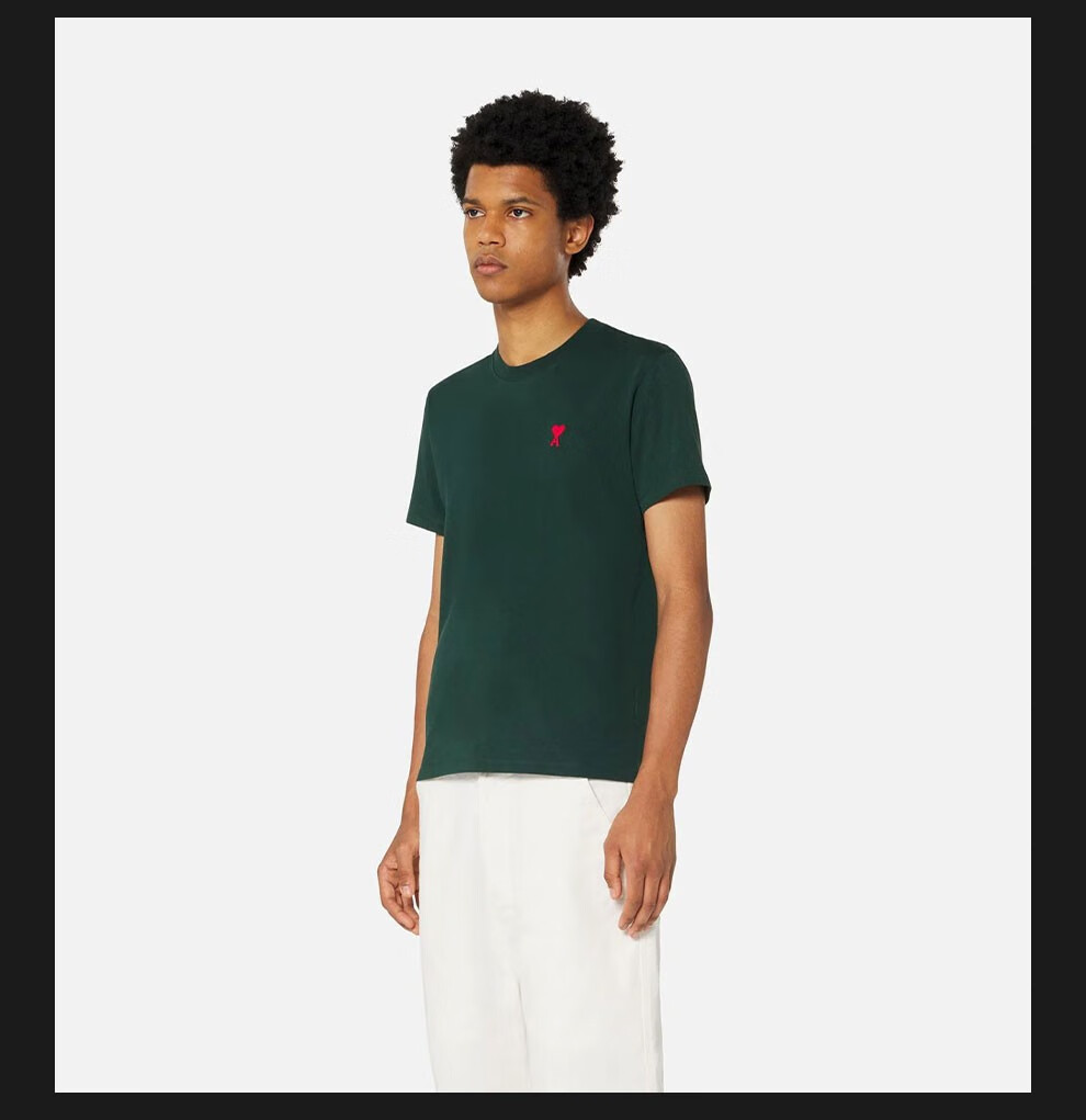 amiparis 男女同款 ami红色爱心刺绣棉质圆领短袖t恤【预售】 浅紫色