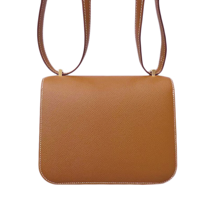 【包税】hermes/爱马仕 经典constance mini系列 女士金棕色epsom皮革