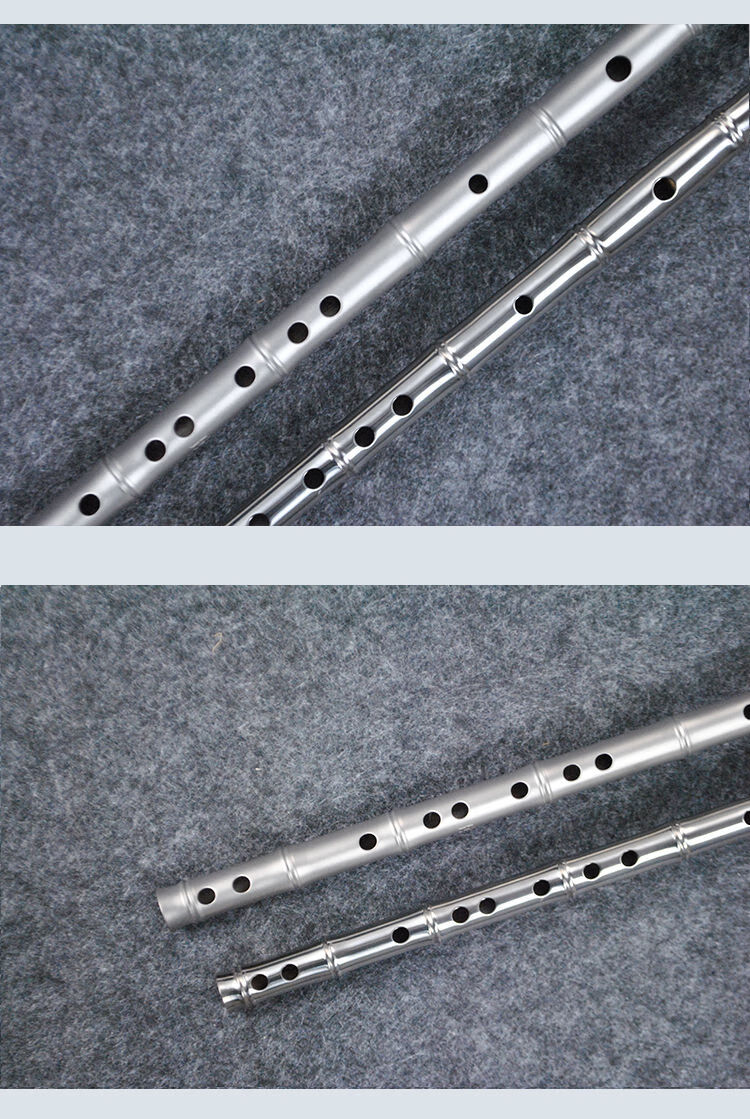钛合金笛子竹节款演奏精制纯钛加厚单节笛金属防身乐器 磨砂款 f调 笛