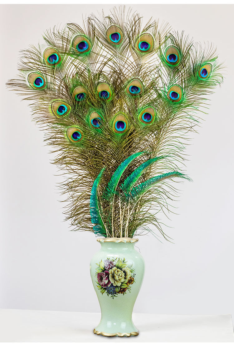 孔雀尾羽毛真孔雀羽毛翎尾大眼睛diy饰品家居摆设客厅婚庆花瓶装饰品