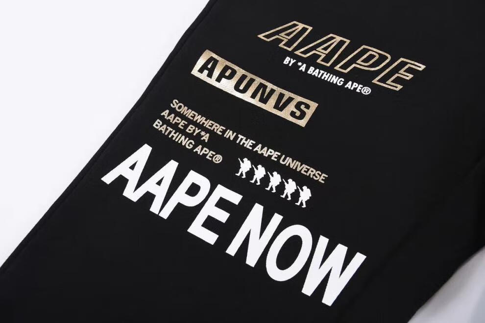 潮牌aape猿人头迷彩烫金印花毛圈束脚裤宽松休闲男女情侣休闲裤sl13