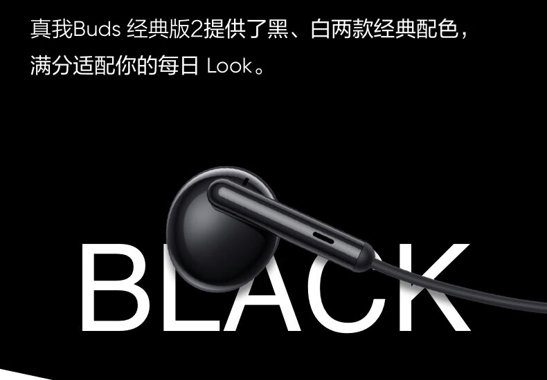 realme 真我buds经典版2 type-c 有线耳机 黑色【图片 价格 品牌 报价