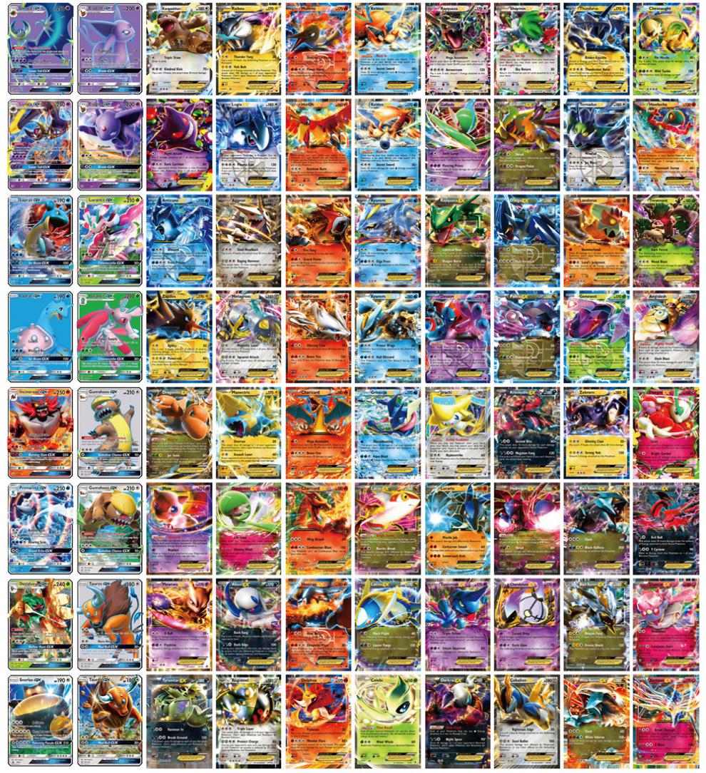 宝可梦 全套100张神奇卡片vmax超进化宝可梦神兽tag team闪卡超梦gx