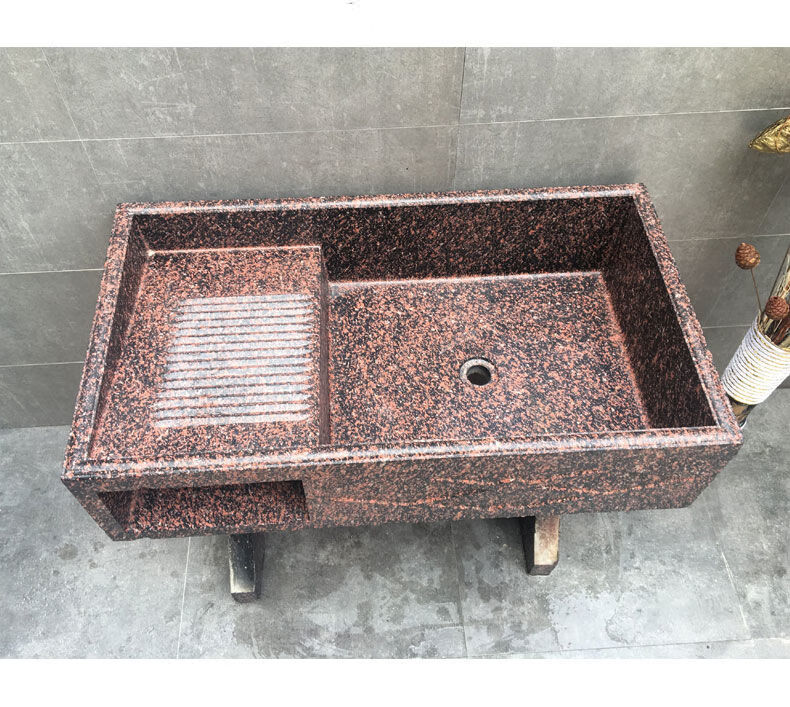 右九户外水泥洗衣池带搓板仿大理石庭院一体室外洗衣水槽老式水泥池子
