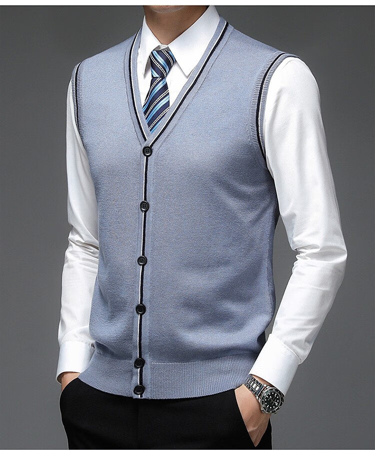 北极绒开衫马甲男羊毛背心毛衣坎肩男士毛线针织毛马夹无袖开襟毛衫内