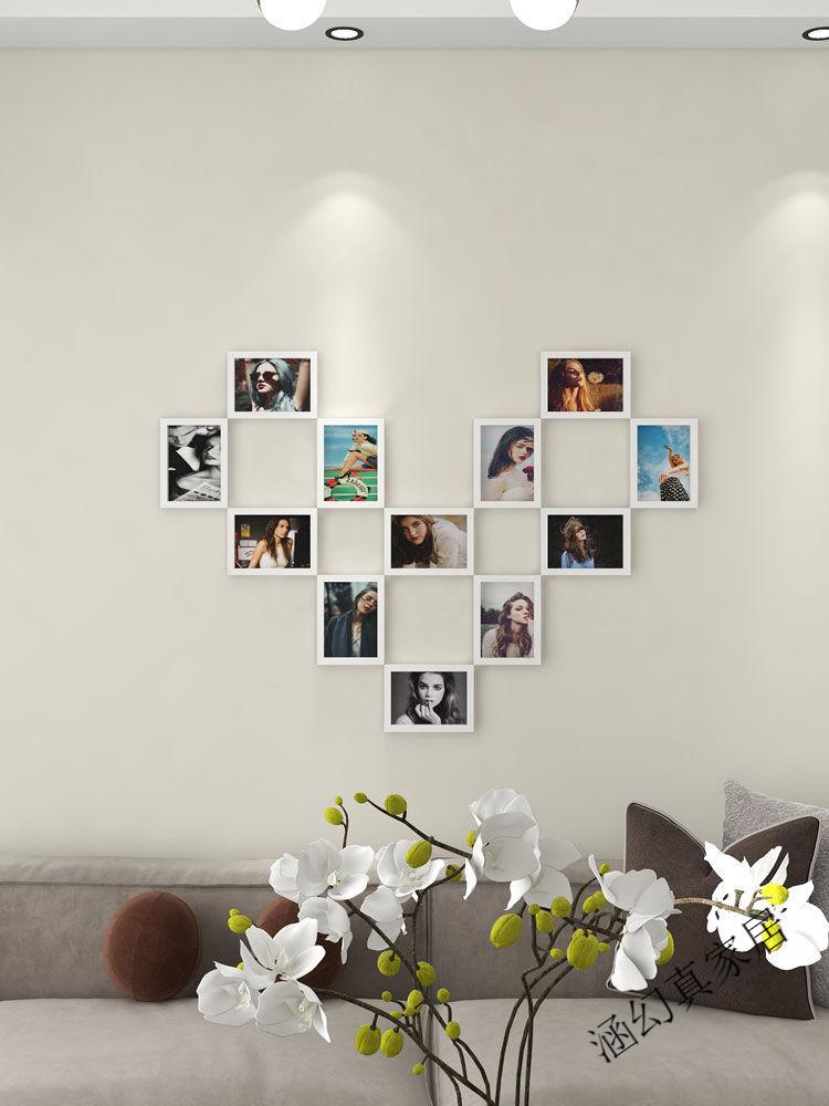 温馨房间装饰品照片墙相框挂墙组合七寸相框免打孔洗相片卧室相框白色