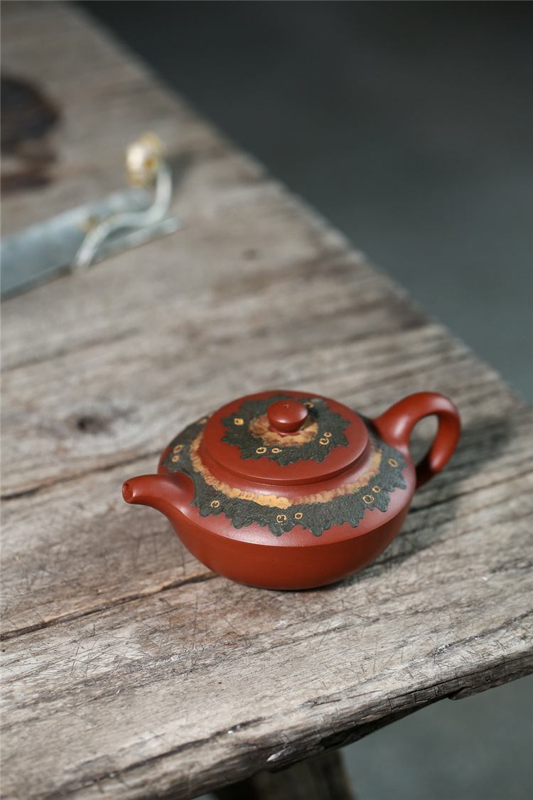 宜兴名家工艺师茶壶小红泥紫砂壶纯全手工 荷韵泡茶壶茶具 原矿小红泥