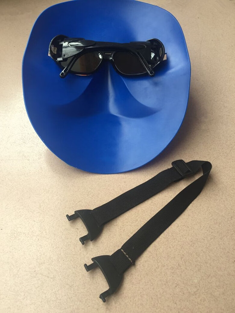 电焊面罩 牛皮面罩轻便焊工面具 头戴式烧焊氩弧焊防烤脸烧焊 黑色