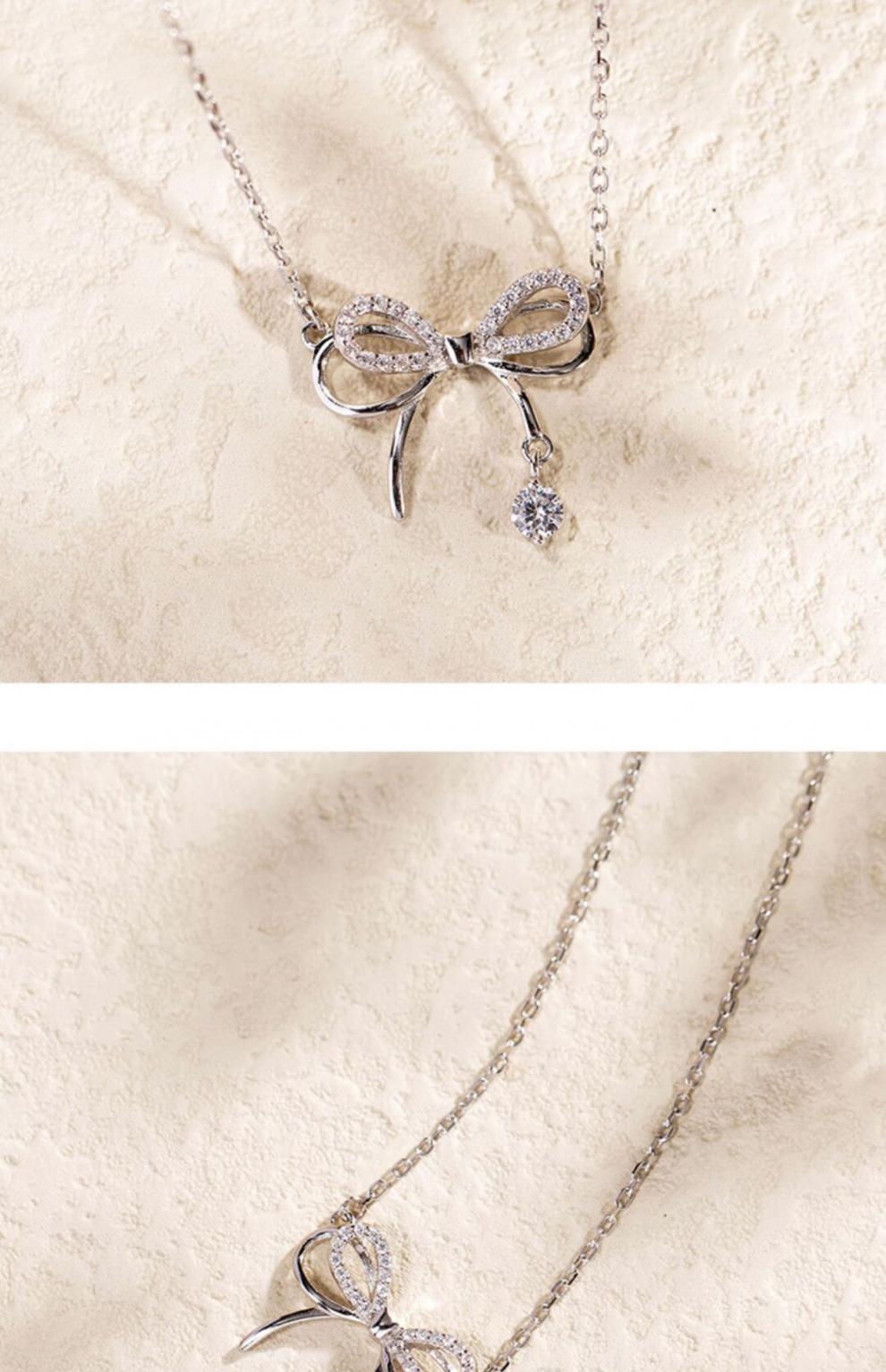 qiaoli银饰蝶梦项链女925银小众蝴蝶结锁骨链少女送女友礼物蝶梦项链