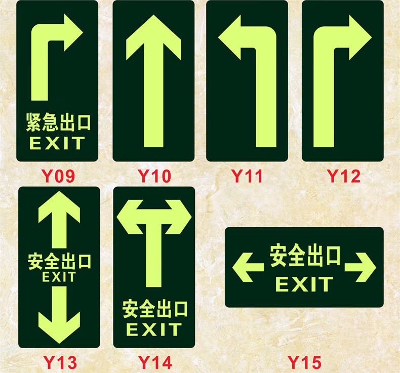 旺月岚山安全出口指示牌标识牌消防通道应急逃生疏散贴纸小心台阶地滑