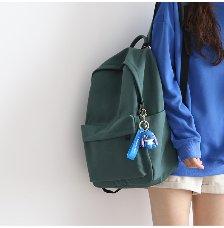 nr诺然双肩包 nr森系纯色大容量双肩包女韩版简约百搭书包男大学生