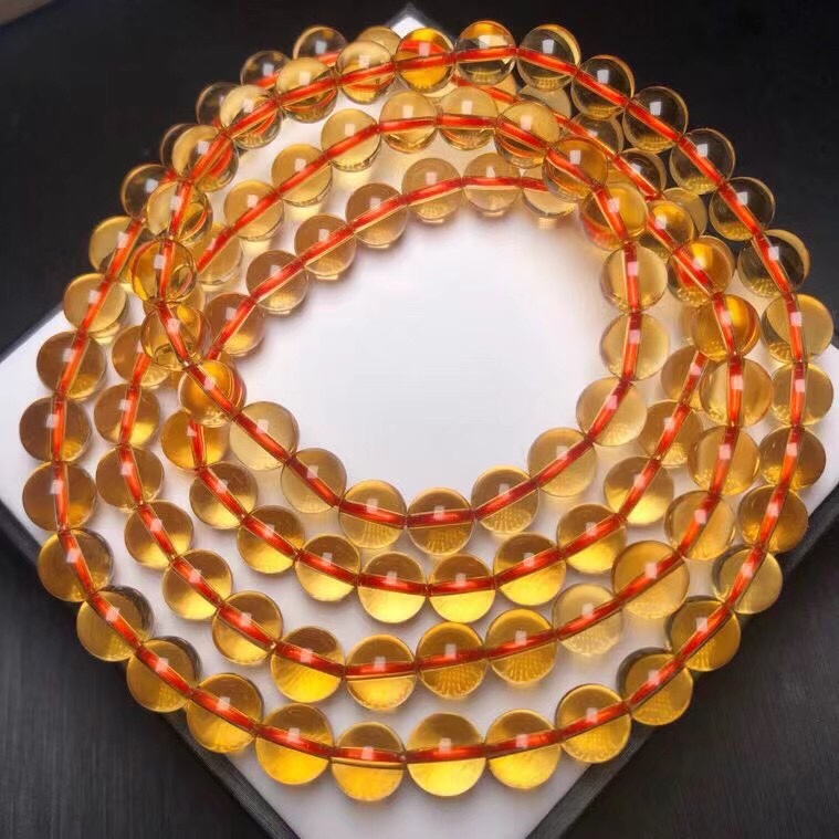 巴西黄水晶108颗佛珠手链8mm86克晶体好暴力黄招偏财