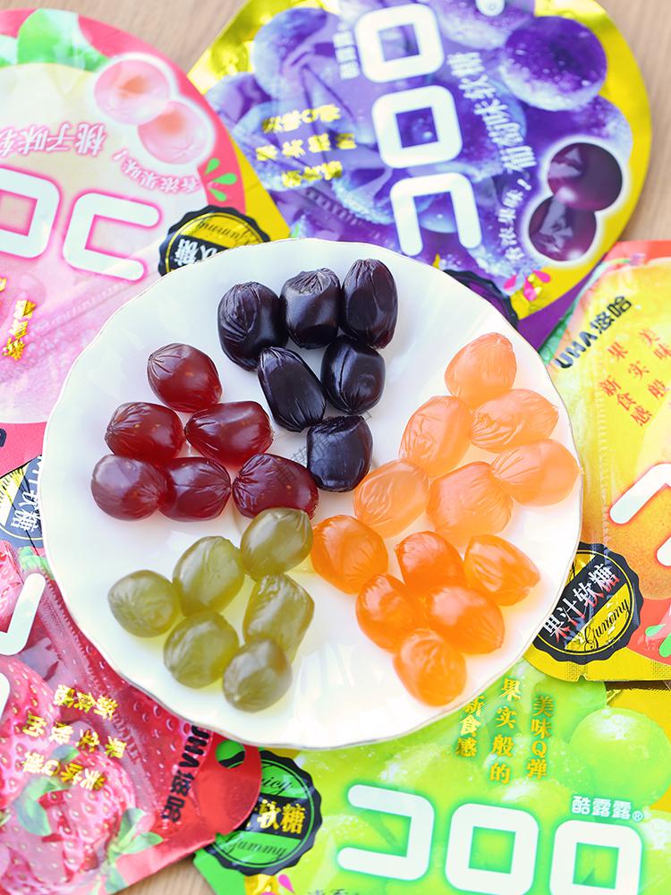 京选美食悠哈uha酷爆浆果汁软糖味觉糖果草莓芒果桃子葡萄味qq橡皮糖