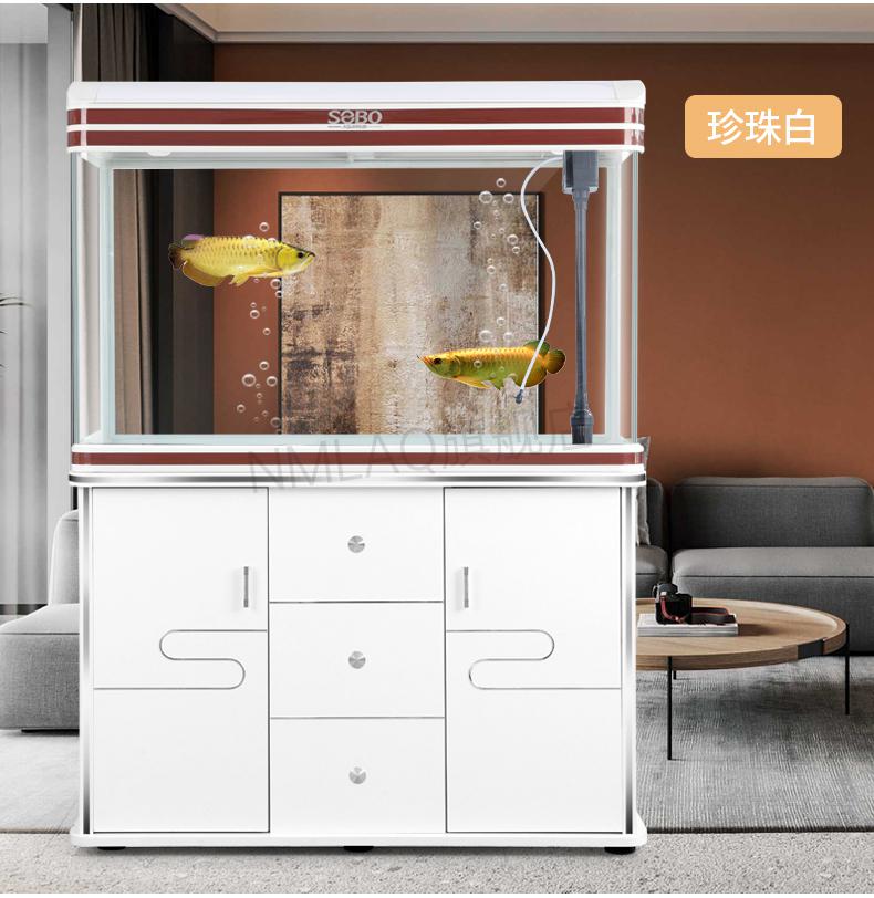 sobo松宝桌面鱼缸松宝桌面鱼缸一米热弯玻璃家用客厅金鱼缸带造景水族