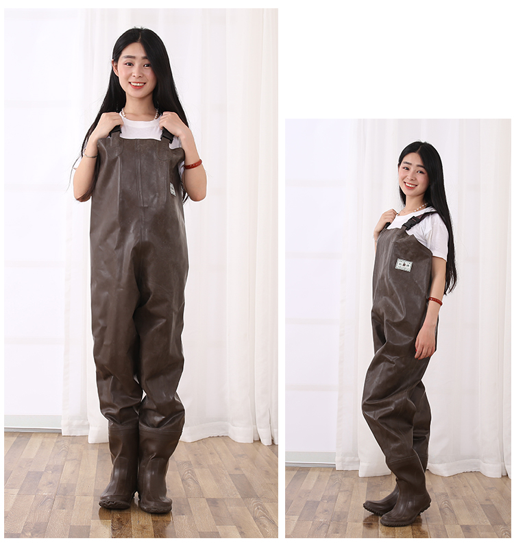 橡胶下水裤衣捕鱼裤钓鱼仿水养殖洗车裤服半身加厚 黑色-天征 37