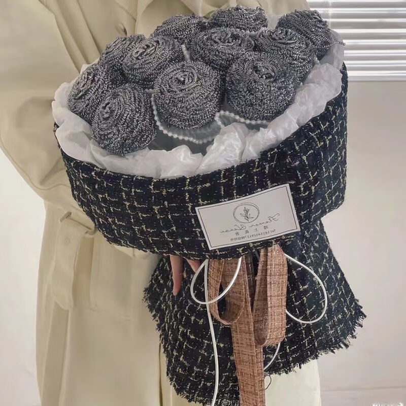 钢丝球花束304不锈钢友情小香风diy礼物搞怪有趣花语礼物送男天颛