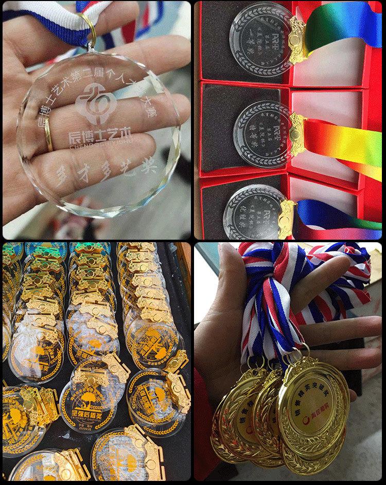 水晶儿童奖牌挂牌定制马拉松体育比赛学校秋季运动会冠亚季军颁奖 6cm