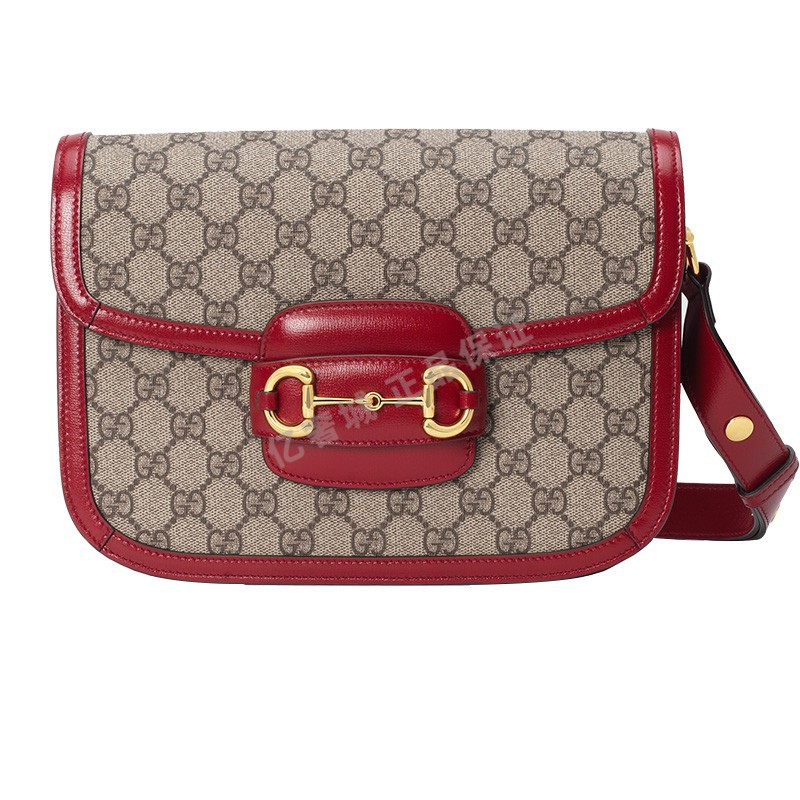 1955马鞍包小双g纹翻盖马衔扣单肩斜挎酷奇包包602204 白色1db0g 9022