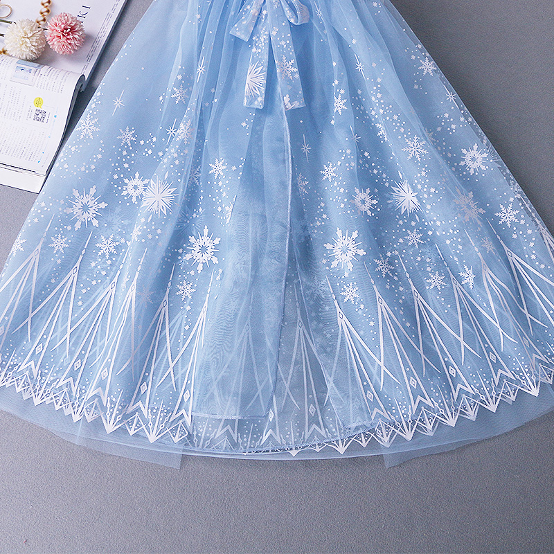 儿童爱莎公主披风女童艾莎斗篷儿童冰雪奇缘宝宝外出防风披肩外套蓝色