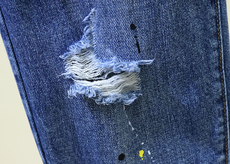 dfby2019深色破洞补丁贴布宽松牛仔裤九分裤女显瘦百搭乞丐裤萝卜裤