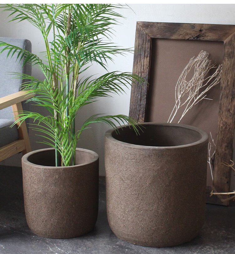 花盆大号栽树简约花盆粗陶大口盆大码花盆大号栽树盆种树大盆客厅北欧
