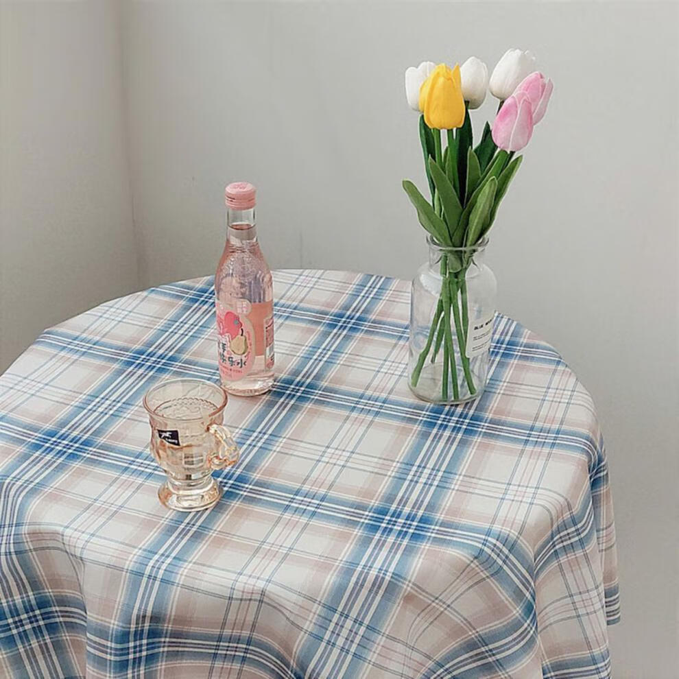 网红ins风格子碎花桌布绒布少女学生书桌布垫拍照背景布餐桌茶几满天