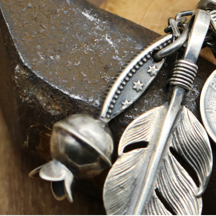 凡丘珠宝 925 银复古印第安银饰larry smith套链雷鸟羽毛项链吊坠男女