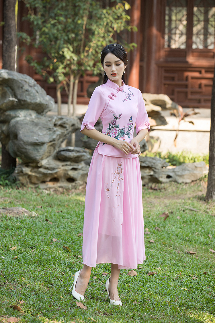 夏季女生古装汉服女成人唐装女士穿的民族风套装女复古改良旗袍茶服女