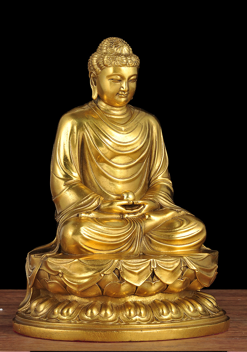 全铜释迦牟尼佛佛像摆件居家佛堂供奉大日如来释迦佛玄关摆设 29cm