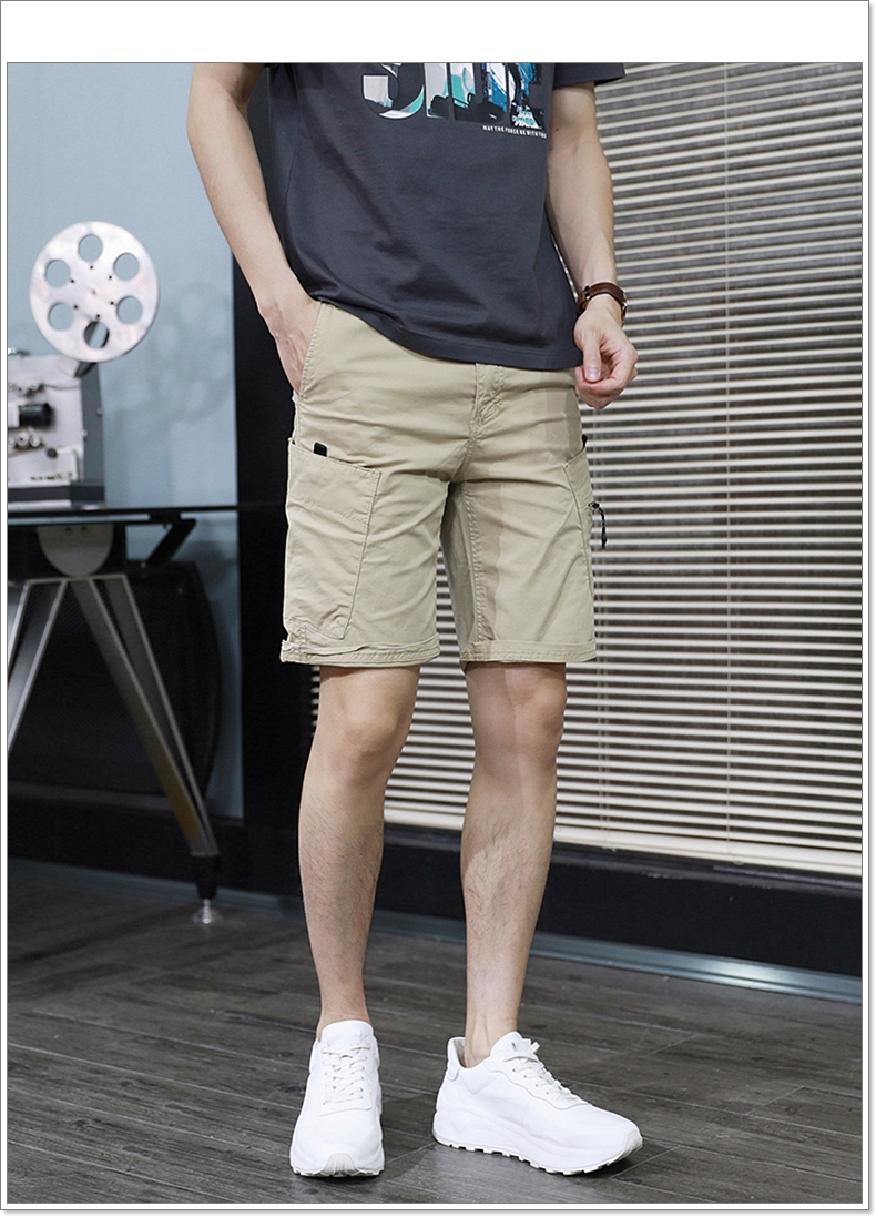 皮尔卡丹品牌轻奢季薄款浅色工装短裤男士五分裤中裤时尚潮流青年休闲