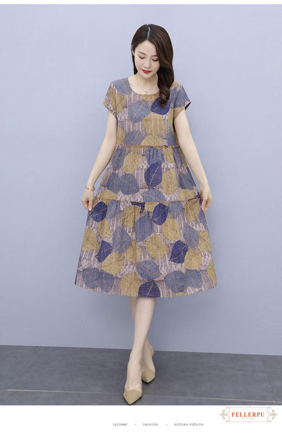 pu)轻奢品牌连衣裙女2022年夏季装新款宽松直筒裙子小个子棉绸直身裙