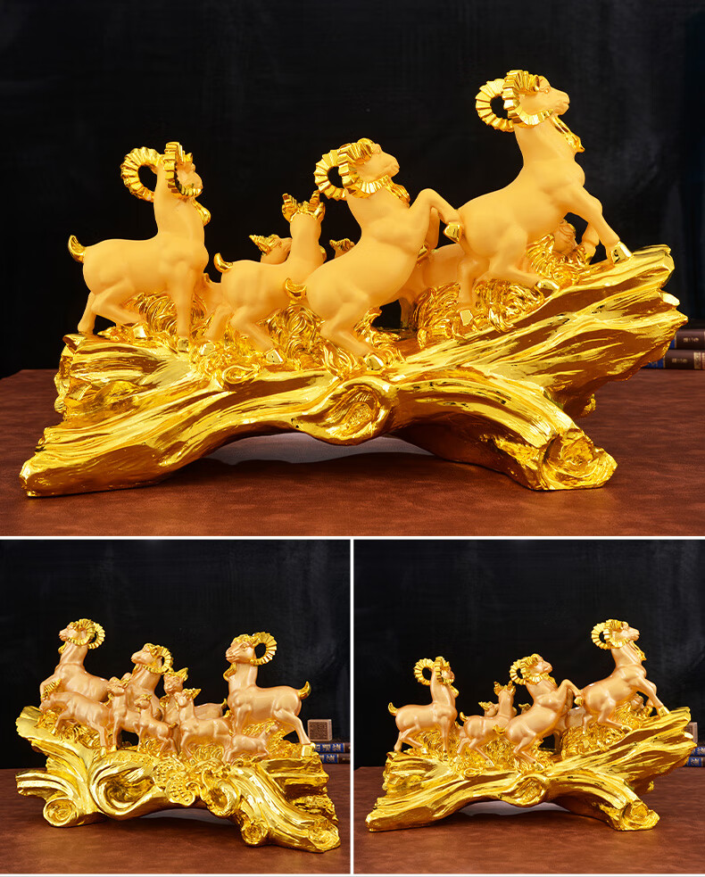 藏宝阁三羊开泰羊摆件生肖羊客厅电视柜办公桌装饰品乔迁开业送礼xqh