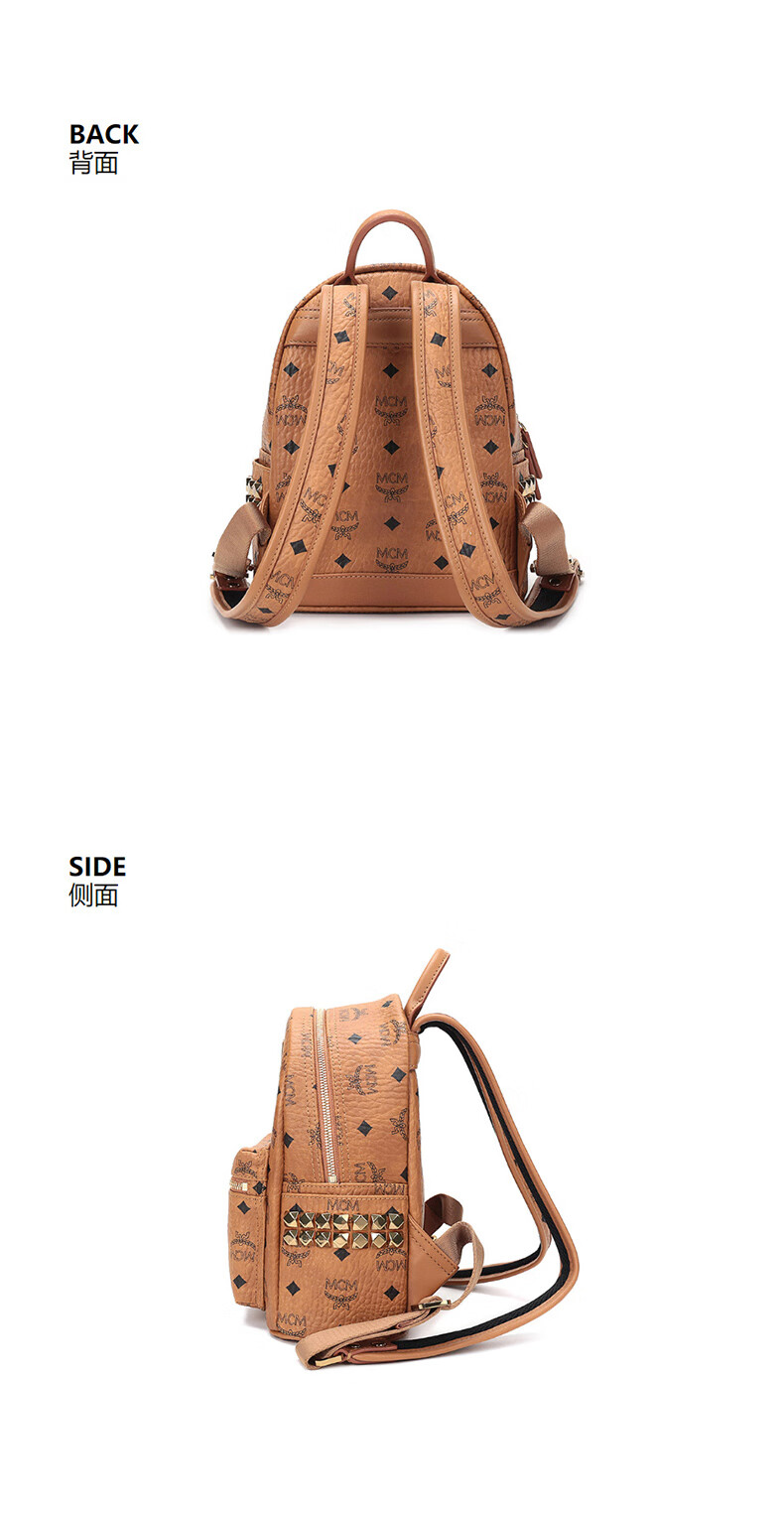 mcm女包 男士女士通用侧边铆钉迷你经典双肩包背包 黑色 mmk6sve41bk