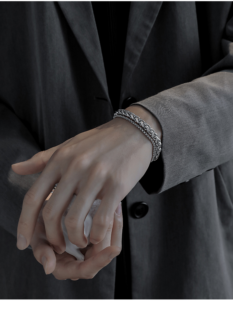 绿野客克兰茜kelanxi伏魁手链钛钢手链男小众感银色 伏魁手链长18cm